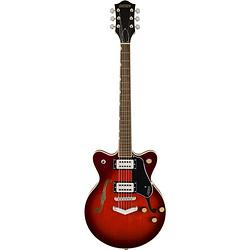 Foto van Gretsch g2655 streamliner center block jr. double-cut v-stoptail claret burst semi-akoestische gitaar