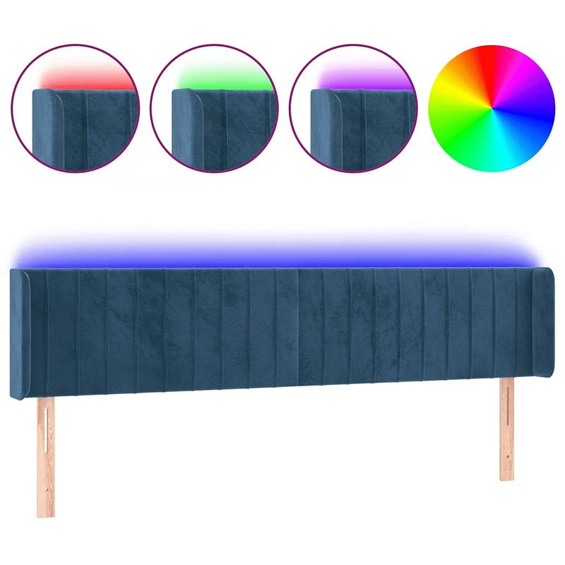 Foto van Infiori hoofdbord led 163x16x78/88 cm fluweel donkerblauw