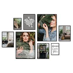 Foto van Haes deco - collage set xl met 8 kunststof fotolijsten zwart easy frame - efs104b