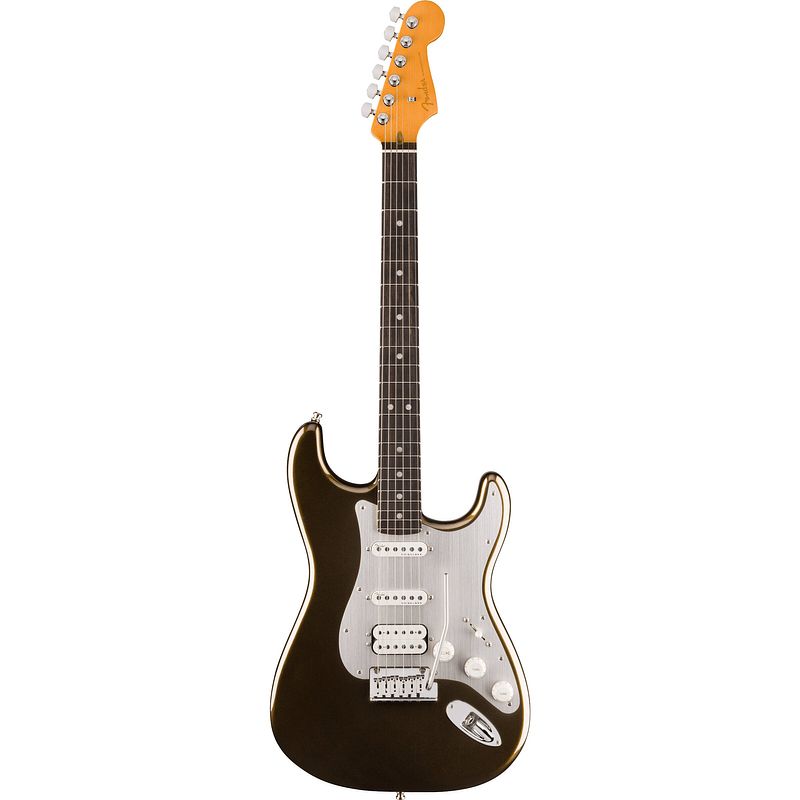 Foto van Fender american ultra ii stratocaster hss eb texas tea elektrische gitaar met koffer