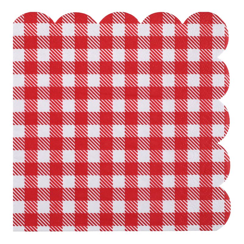 Foto van Boerenbont oktoberfest thema servetten - 20x stuks - 16 x 16 cm - gingham/vichy print - feestservetten