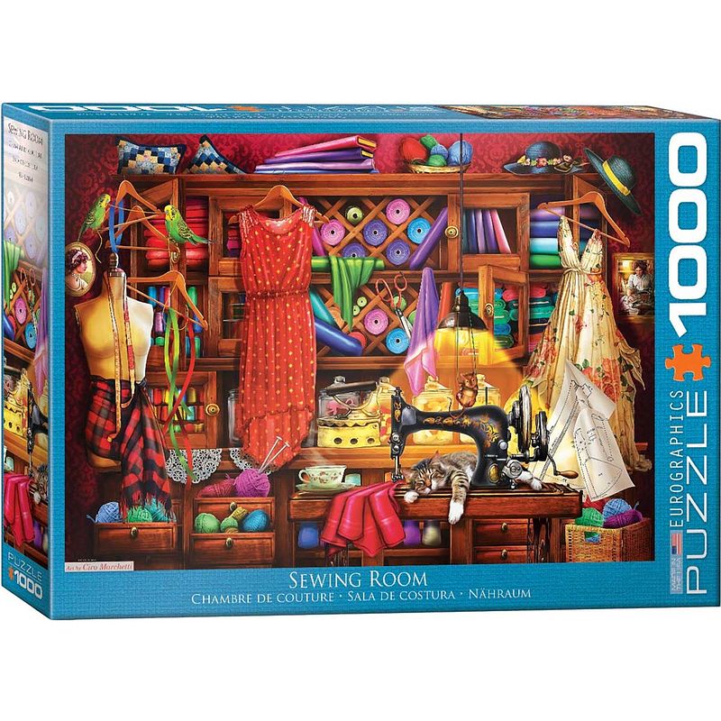 Foto van Eurographics puzzel sewing craft room - 1000 stukjes