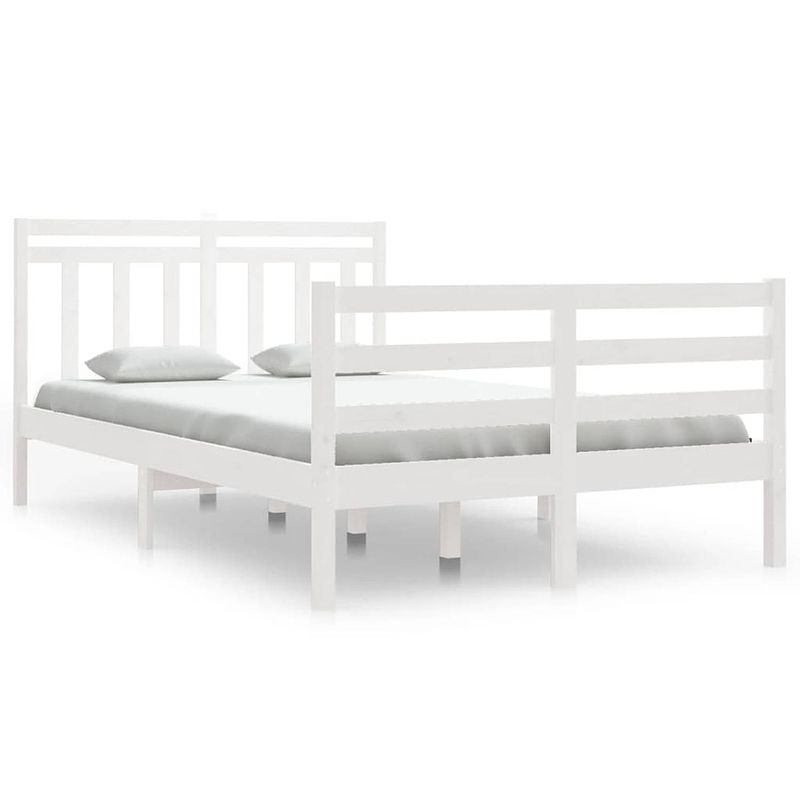 Foto van The living store bedframe wit massief grenenhout multiplex lattenbodem - 205.5 x 125.5 x 69.5 cm - 120 x 200 cm