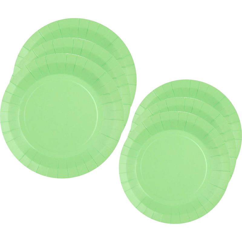 Foto van Feest/verjaardag bordjes set - 20x stuks - licht groen - 17 cm en 22 cm - feestbordjes