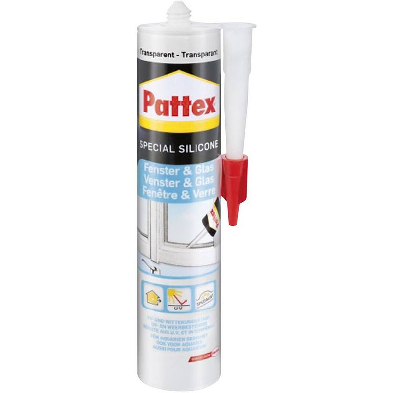 Foto van Pattex fenster & glas siliconenkit kleur (specifiek): transparant 300 ml