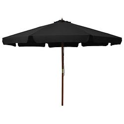 Foto van Vidaxl parasol met houten paal 330 cm zwart