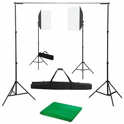 Foto van Vidaxl fotostudioset met softboxlampen en achtergrond