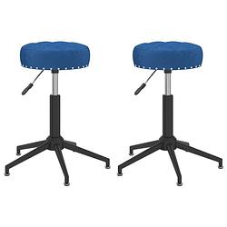 Foto van The living store draaibare eetstoelen - fluweel - 32x32 cm - blauw