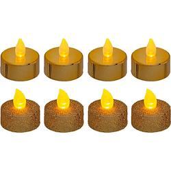 Foto van Feeric lights and christmas led kaarsjes theelichtjes - 8x stuks -goud - led kaarsen