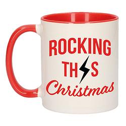 Foto van Leuke kerst cadeau mok/beker - rocking this christmas - rood - bekers