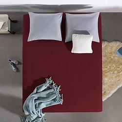 Foto van Dubbel jersey hoeslaken - bordeaux - 160x200 cm - bordeaux - home care - dekbed-discounter.nl