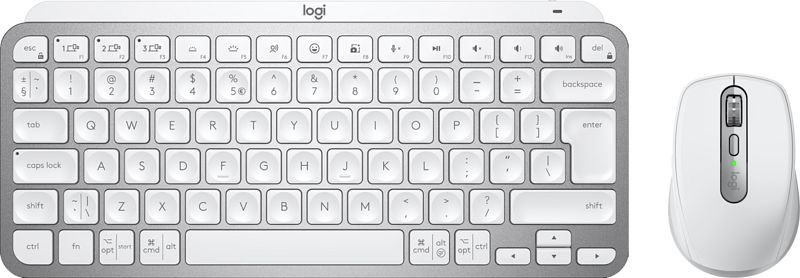 Foto van Logitech mx keys mini draadloos qwerty grijs + logitech mx anywhere 3s compact grijs