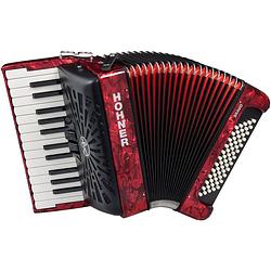Foto van Hohner bravo ii 60 rood, silent key accordeon
