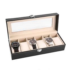 Foto van Aretica horlogebox luxe met 6 horloge compartimenten zwart