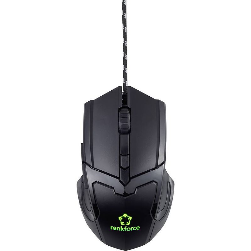 Foto van Renkforce rf-gm-x2 gaming-muis usb optisch zwart 5 toetsen 4800 dpi verlicht, ergonomisch, geïntegreerd scrollwiel