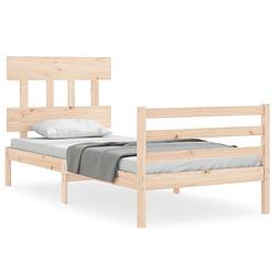 Foto van The living store bedframe - massief grenenhout - 205.5 x 95.5 x 81 cm - multiplex lattenbodem