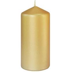 Foto van Gouden cilinder kaarsen /stompkaarsen 15 x 7 cm 52 branduren sfeerkaarsen - stompkaarsen
