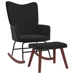 Foto van Vidaxl schommelstoel met voetenbank fluweel en pvc zwart
