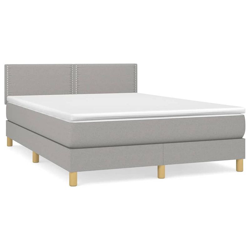 Foto van The living store boxspringbed - the living store - bed - 203 x 144 x 78/88 cm - lichtgrijs