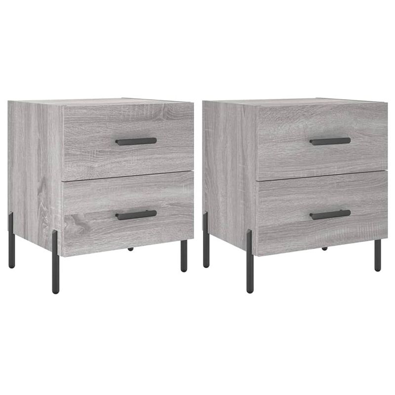 Foto van Vidaxl nachtkastjes 2 st 40x35x47,5 cm bewerkt hout grijs sonoma eiken