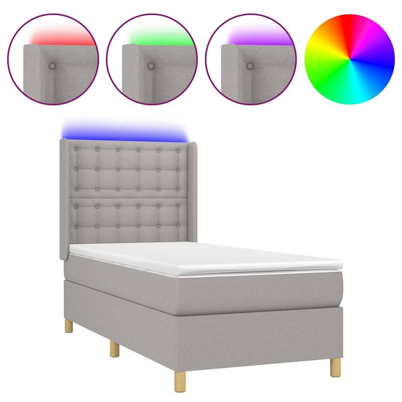 Foto van The living store boxspring bed - led-verlichting - pocketvering matras - huidvriendelijk - 203x83x118/128cm