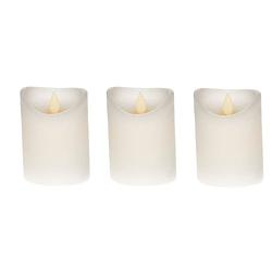 Foto van 3x led kaarsen/stompkaarsen wit 10 cm flame met flakkerende vlam - led kaarsen