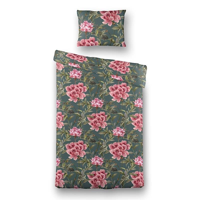 Foto van Luna bedding pink flower dekbedovertrek 1-persoons (140 x 220 cm + 1 kussensloop) dekbedovertrek