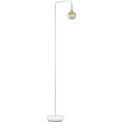 Foto van Led vloerlamp - trion dolla - e27 fitting - 1-lichts - rond - mat wit - aluminium