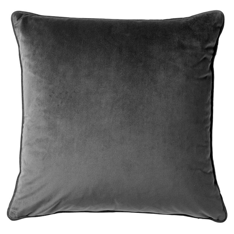 Foto van Dutch decor finn - kussenhoes velvet charcoal gray 60x60 cm - grijs