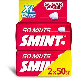 Foto van Smint sugarfree aardbeiensmaak met vitamine c xl 100 stuks 2 x 35g bij jumbo
