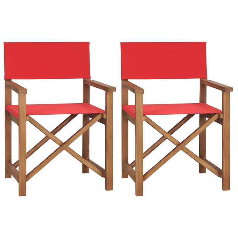 Foto van Vidaxl regisseursstoelen 2 st massief teakhout rood