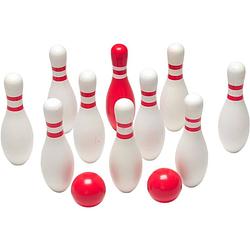 Foto van Bs toys bowlingspel hout 12-delig wit/rood