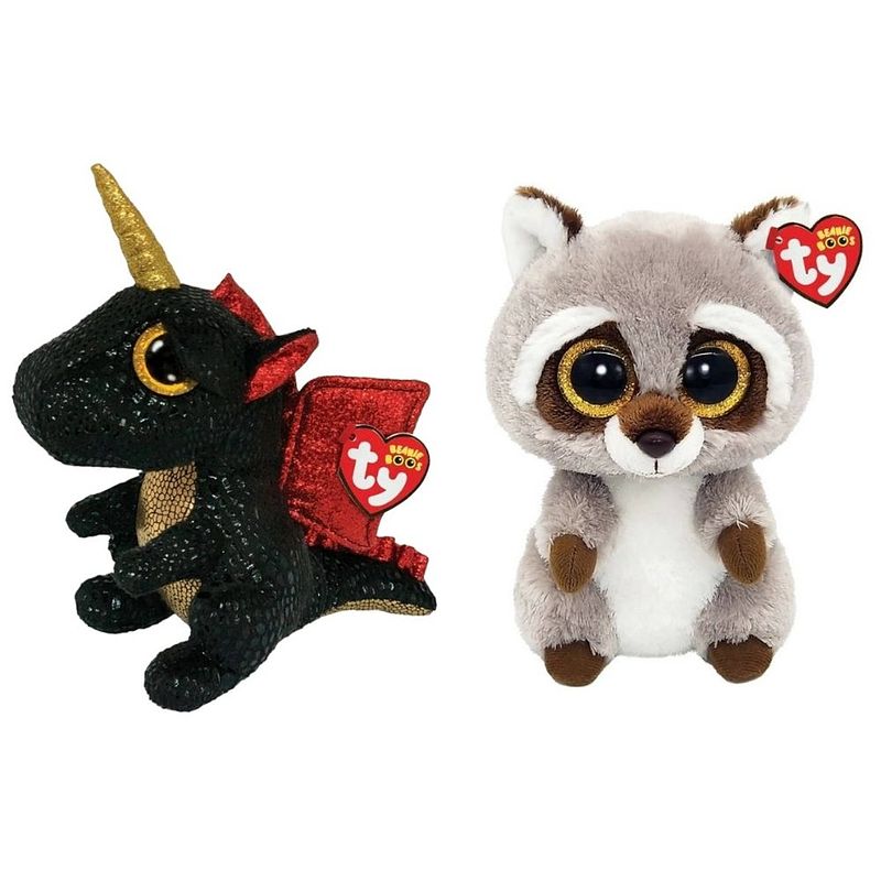 Foto van Ty - knuffel - beanie boo's - grindal dragon & racoon