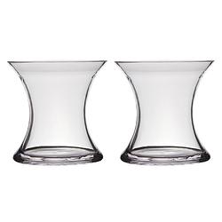 Foto van Set van 2x stuks transparante stijlvolle x-vormige vaas/vazen van glas 19 x 19 cm - vazen