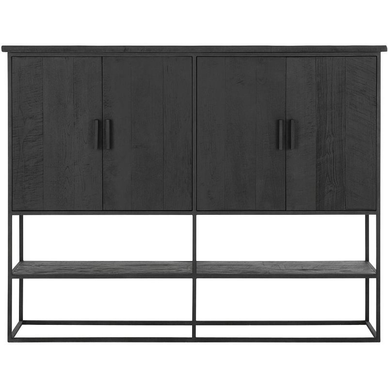 Foto van Dtp home cabinet beam large, 4 doors, open rack black,140x180x40 cm...