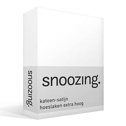 Foto van Snoozing - katoen-satijn - hoeslaken - extra hoog - 100x220 - wit