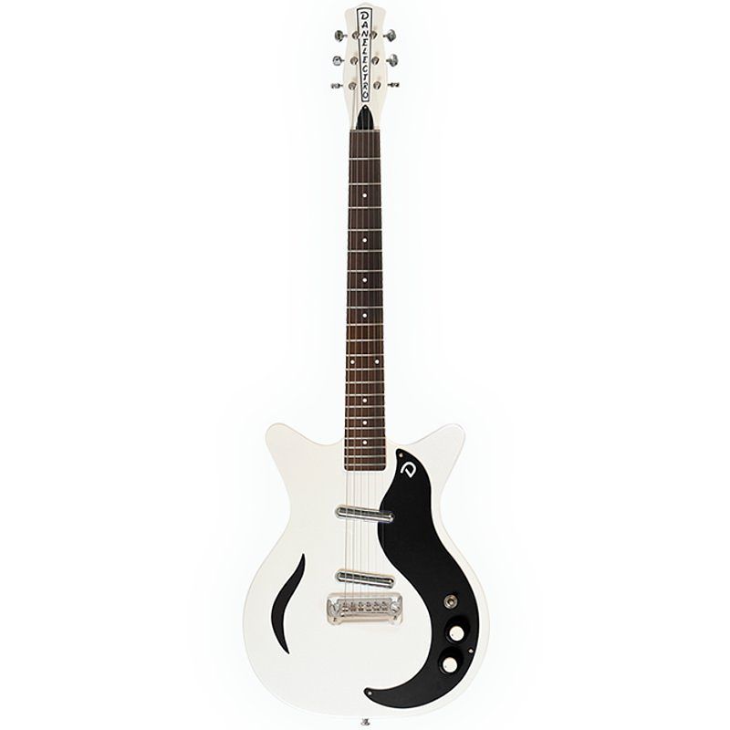 Foto van Danelectro 's59m spruce f-hole black/white pearl