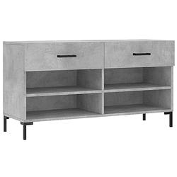 Foto van The living store schoenenbank - betongrijs - 102 x 35 x 55 cm - duurzaam bewerkt hout en ijzer