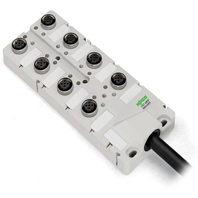 Foto van Wago sensor/actuatorbox ip67 757-285/000-010 passieve sensor/actorbox m12-verdeler met metalen schroefdraad 1 stuk(s)