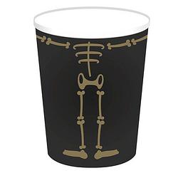 Foto van Halloween/horror skelet feest bekers - 8x - zwart - papier - 250 ml - feestbekertjes