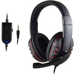 Foto van Gaming headset met microfoon ps4, pc, windows, mobile, xbox one - wired met volumeregeling- rood/zwart