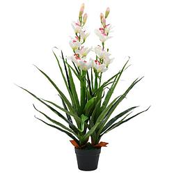 Foto van Vidaxl kunstplant met pot cymbidium orchidee 100 cm groen