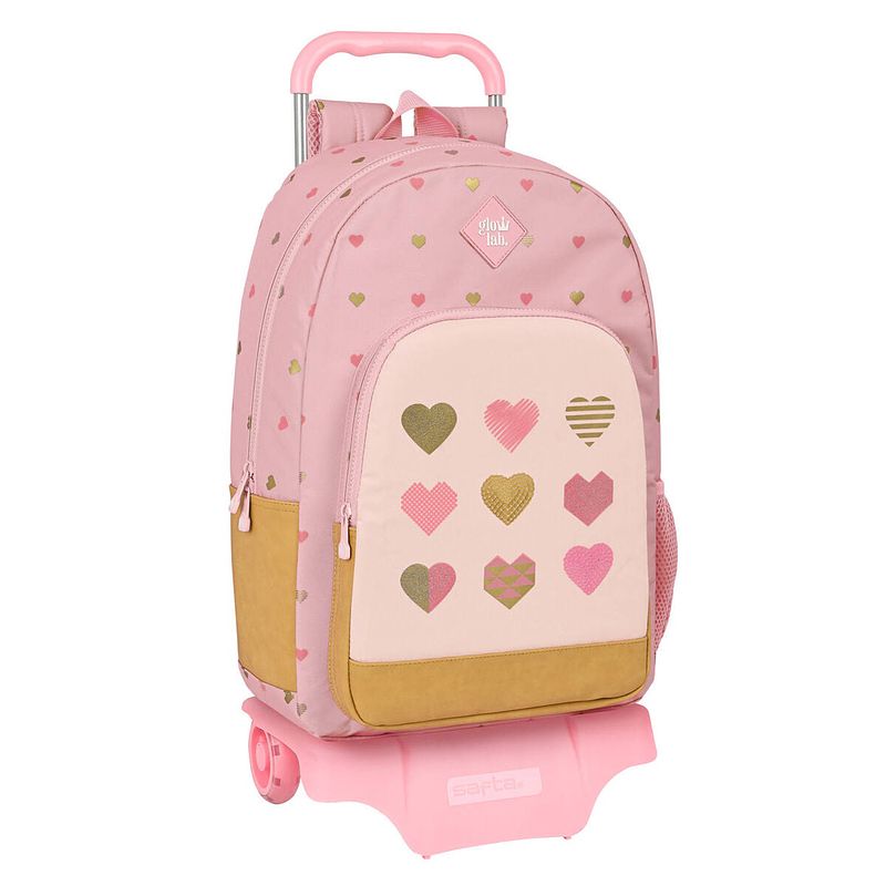 Foto van Schoolrugzak met wielen glow lab hearts roze 30 x 46 x 14 cm