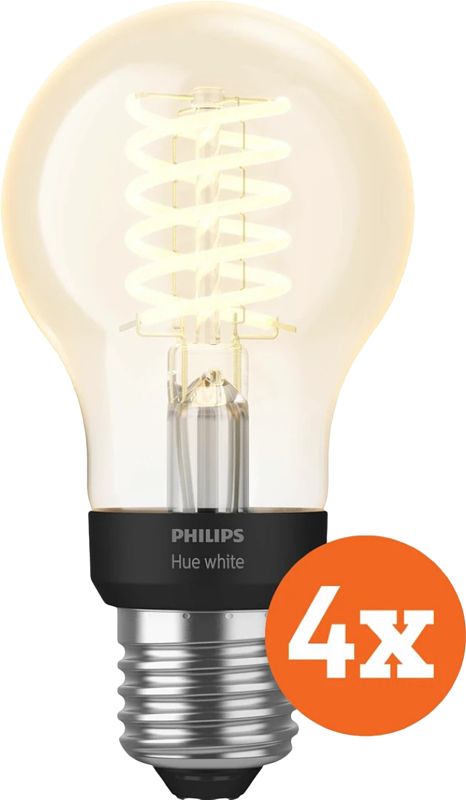 Foto van Philips hue filamentlamp white standaard e27 4-pack