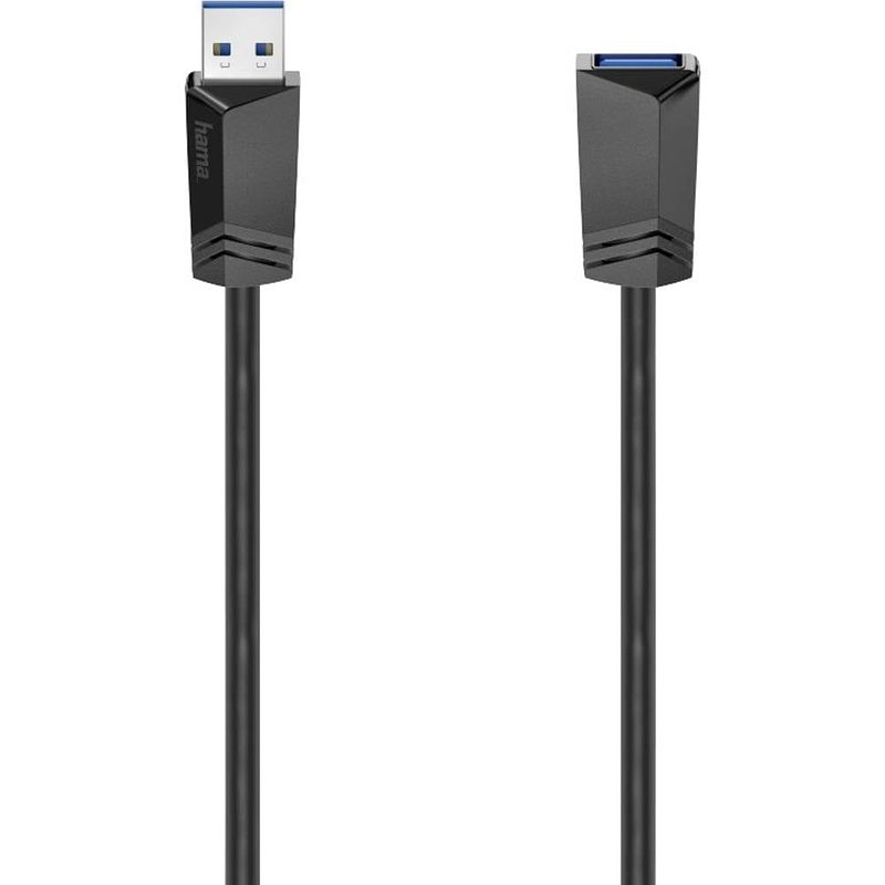 Foto van Hama usb-kabel usb 3.2 gen1 (usb 3.0 / usb 3.1 gen1) usb-a stekker, usb-a bus 1.50 m zwart 00200628