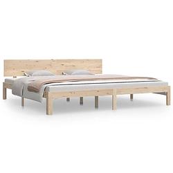 Foto van The living store massief grenenhouten bedframe - 205.5 x 203.5 x 69.5 cm - multiplex lattenbodem