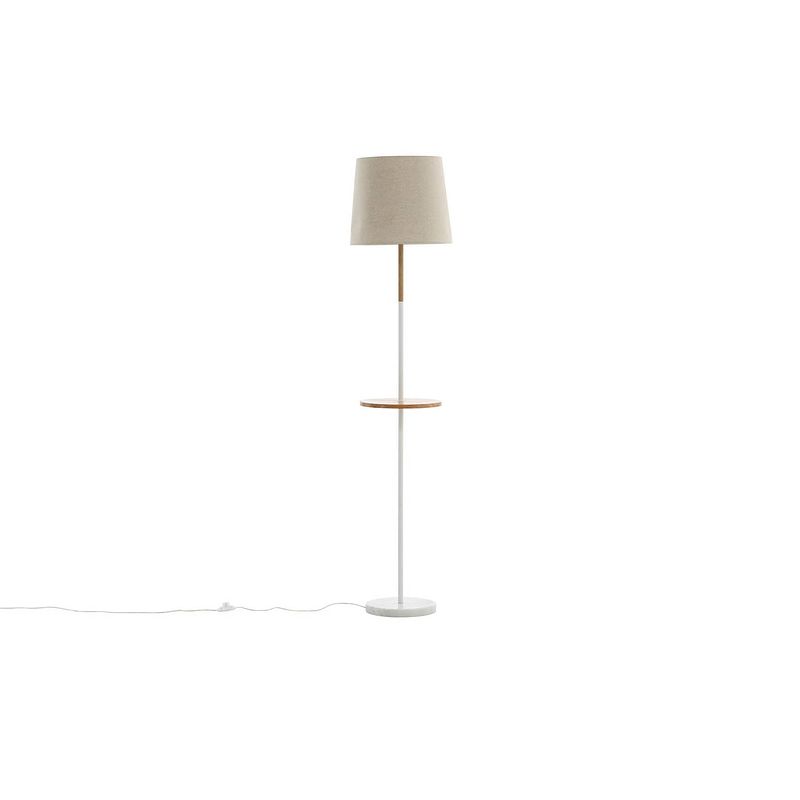 Foto van Hattman verlichting vloerlamp 36x36x165cm stof beige, wit, hout.