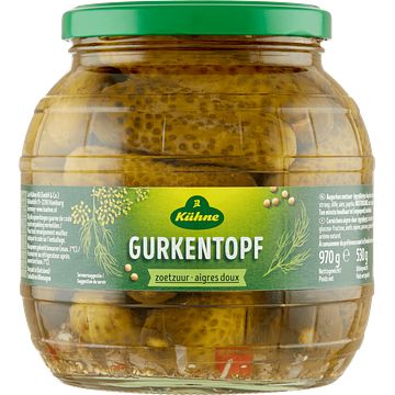 Foto van Kuhne gurkentopf zoetzuur 530g bij jumbo