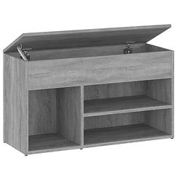 Foto van The living store schoenenbank 80x30x45 cm bewerkt hout grijs sonoma eikenkleurig - schoenenkast