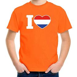 Foto van Oranje i love holland supporter shirt kinderen - oranje koningsdag/ holland supporter kleding s (122-128)